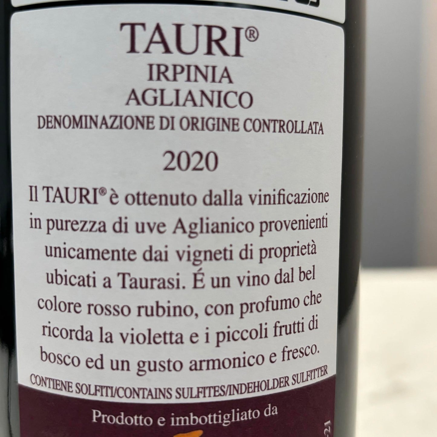 ANTONIO CAGGIANO TAURI IRPINIA AGLIANICO D.O.C 2020